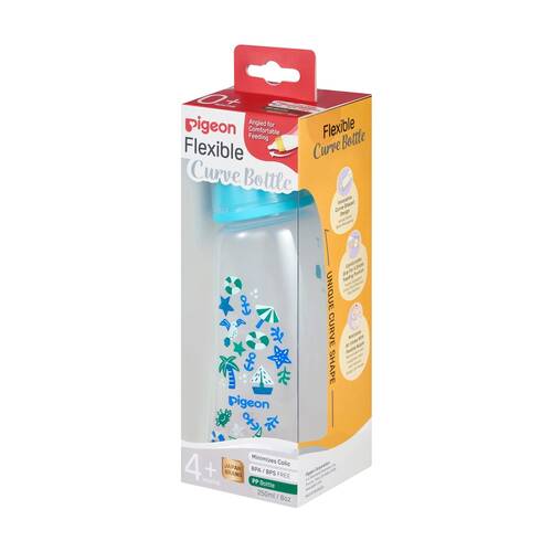  Pigeon Flexible Curve Baby Bottle PP Beach 250ml Anti-Colic Silicone Nipple 4m+
