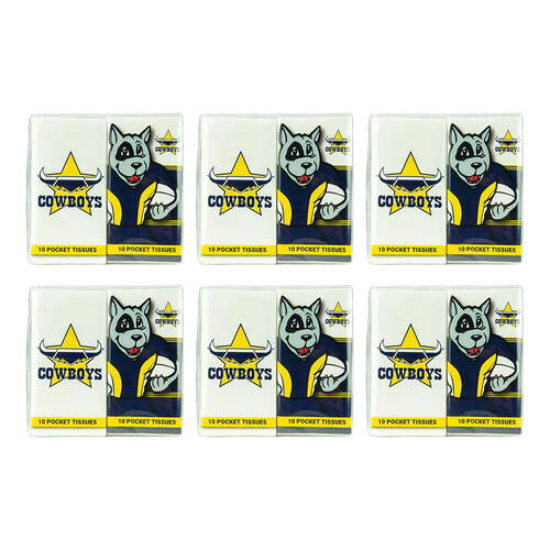24pc NRL Soft & Absorbent Pocket Tissues - Cowboys Mascot
