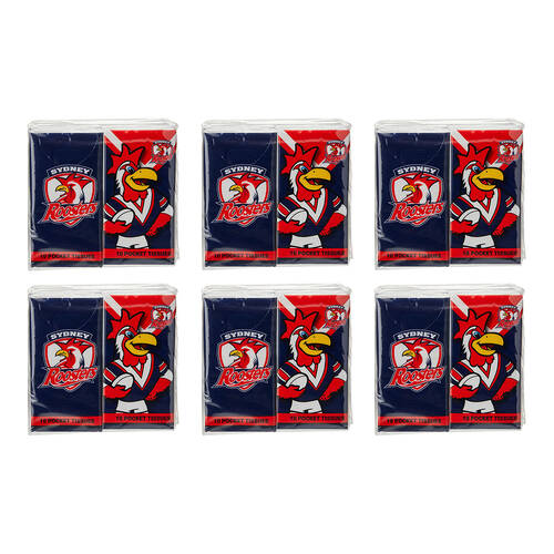24pc NRL Soft & Absorbent Pocket Tissues - Roosters Mascot