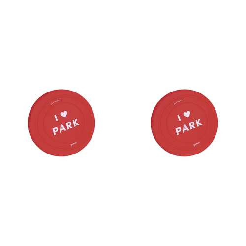 2x Gummi Silicone Dog Fetch Outdoor Toy Flying Disc - Red