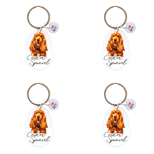 4PK Splosh Pet Cocker Spaniel Keyring/Keychain Hanging Accessory 4x8.5cm