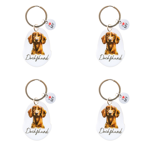 4PK Splosh Pet Dachshund Keyring/Keychain Hanging Accessory 4x8.5cm