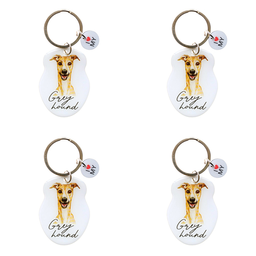 4PK Splosh Pet Greyhound Keyring/Keychain Hanging Accessory 4x8.5cm