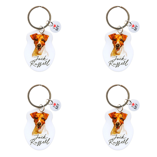 4PK Splosh Pet Jack Russell Keyring/Keychain Hanging Accessory 4x8.5cm