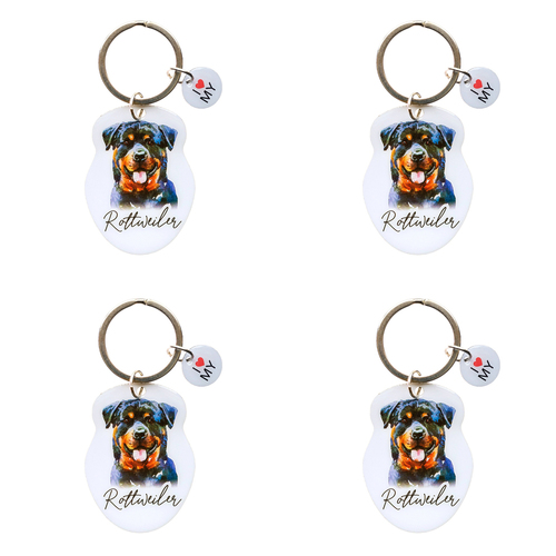 4PK Splosh Pet Rottweiler Keyring/Keychain Hanging Accessory 4x8.5cm