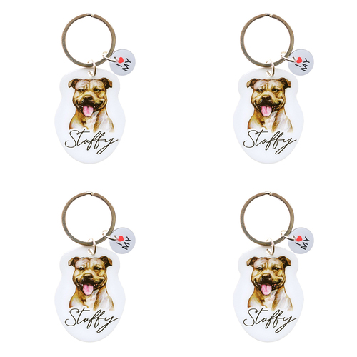 4PK Splosh Pet Staffy Keyring/Keychain Hanging Accessory 4x8.5cm