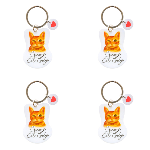 4PK Splosh Pet Crazy Cat Lady Keyring/Keychain Hanging Accessory 4x8.5cm