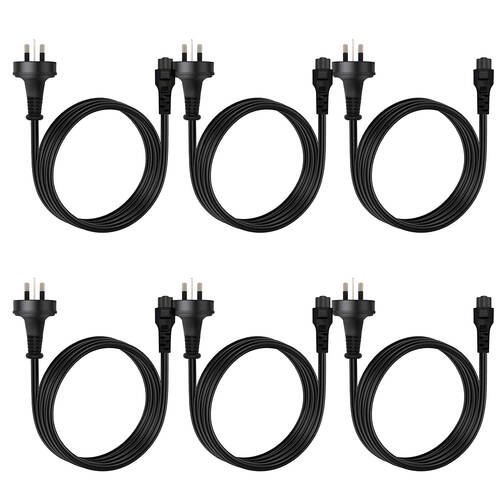 6PK Cruxtec PTM-75-2MBK 3-Pin AU Male to Female IEC-C5 Power Cable 2m Black
