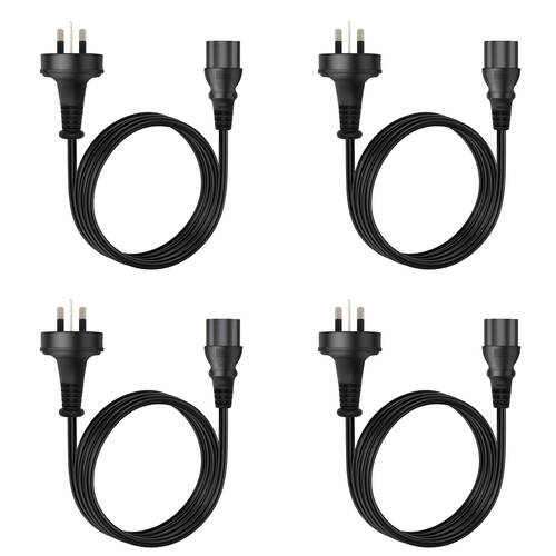 4PK Cruxtec PTP-100-18BK 3-Pin AU Male to Female IEC-C13 Power Cable 1.8m Black