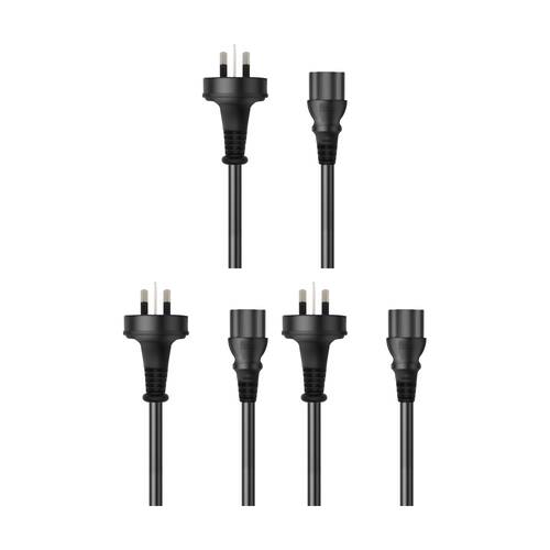 3PK Cruxtec 3 Pin AU Male To Female IEC-C13 Power Cable 2m