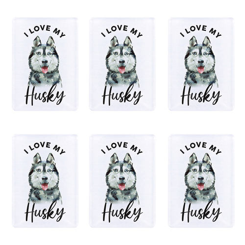 6PK Splosh Pet Lovers Husky 7cm Acrylic Magnet Fridge Decor - White