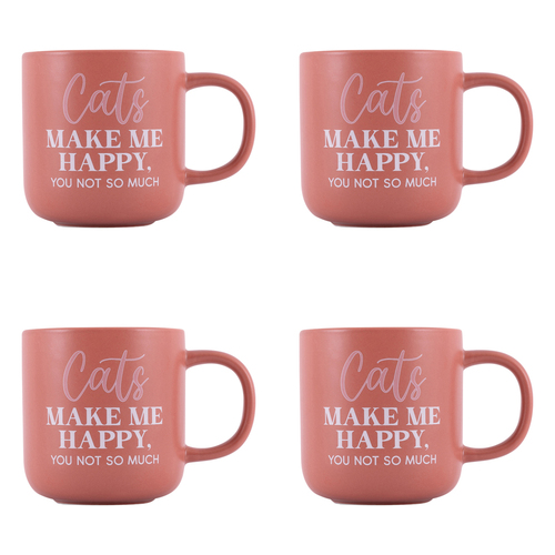 4PK Splosh Pet Lovers Happy Ceramic Mug Drinkware 12x9cm - Pink