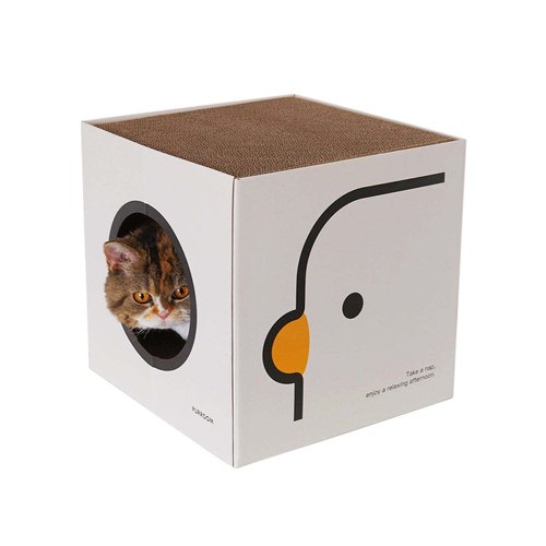 Purroom 32cm Cardboard Double Scratching Board Cat House Square - White