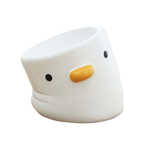Purroom Tilted Elevated 15cm Chick Ceramic Pet Bowl - White