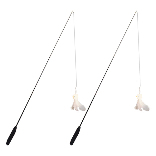 2PK Purroom Retractable Cat Teaser Stick/Wand Play Toy