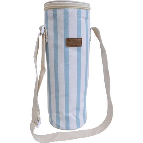 LVD Sky Insulated Canvas Wine Cooler Bag 12x33cm Blue/White Stripes
