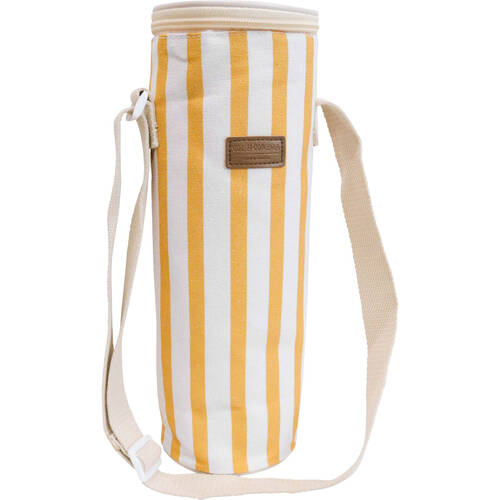 LVD Sun Insulated Canvas Wine Cooler Bag 12x33cm Yellow/White Stripes
