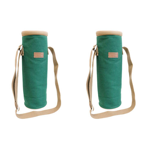 2PK LVD Samuel Insulated Canvas Wine Bottle Cooler Bag 12x33cm Green/Brown