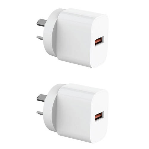2PK Laser 18W USB-A QC3 Wall Fast Charger AU/NZ Plug Universal Compatibility