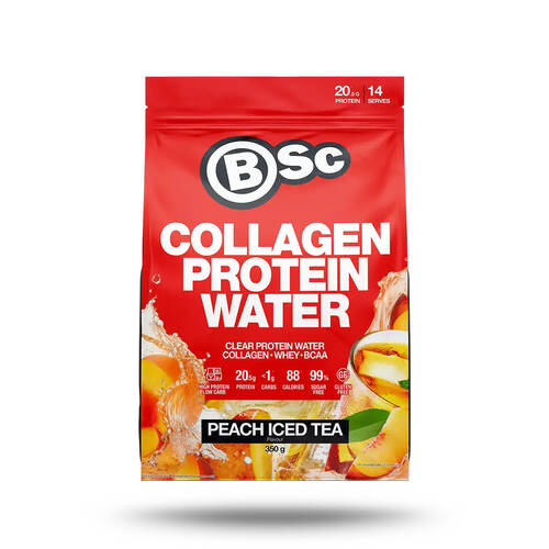 BSc Collagen Protein Water Drink Mix Post Workout 350g Peach Iced Tea