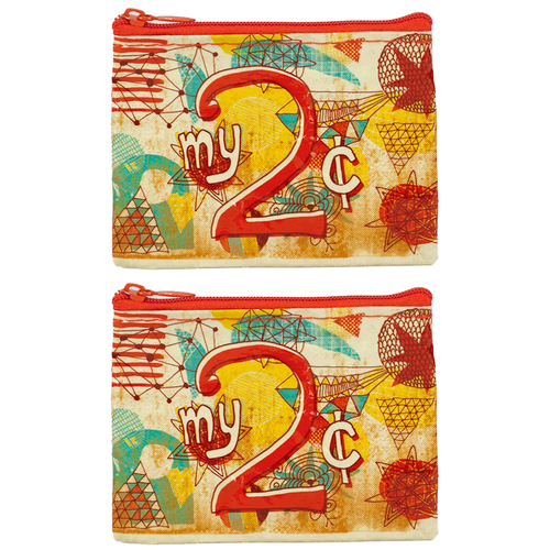 2x Blue Q My 2 Cents 10cm Coin Purse Money Pouch Wallet