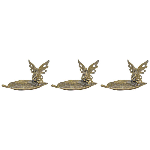 3PK LVD Metal Leaf Trinket w/ Tinkerbell Home Decor 14cm - Gold