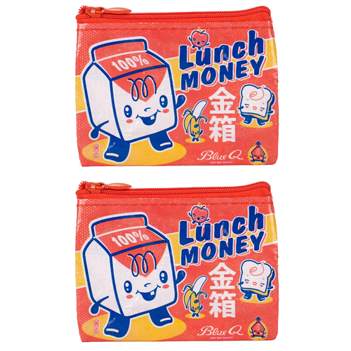 2x Blue Q Lunch Money 10cm Coin Purse Money Pouch Wallet