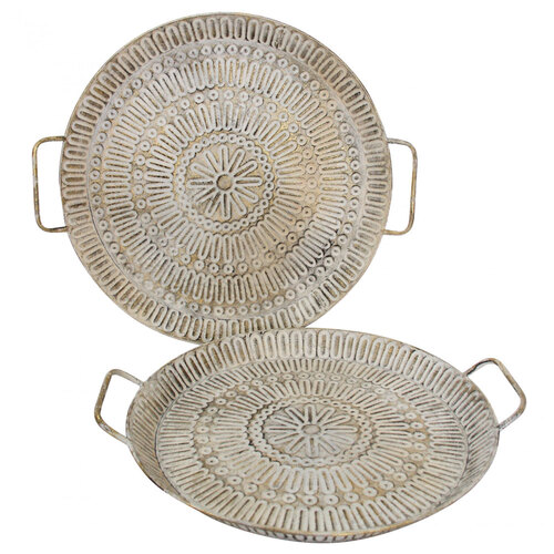 LVD 2pc Metal Morrocan Tray Set 49 cm