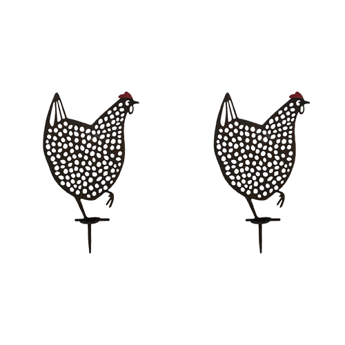 2PK LVD Metal Hen Bessie Ornament Home/Garden Decor 50cm Black