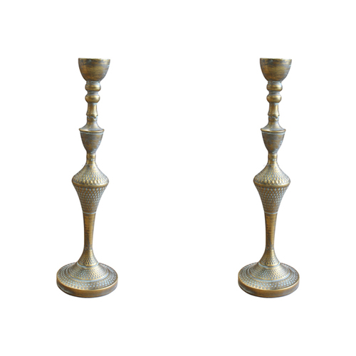 2PK LVD Metal 50cm Taper Stick Candle Holder Caribbean - Gold