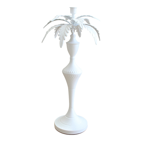 LVD Metal 48.5cm Palm Taper Candle Holder Stand XL Home Decor - White