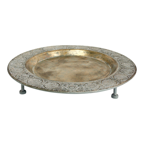 LVD Lucia Round 46.5cm Metal Tray Kitchen/Serving Decor - Gold