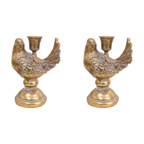2PK LVD Candle Holder Bird Decorative Home Decor Ornament Statue 12x16.5cm