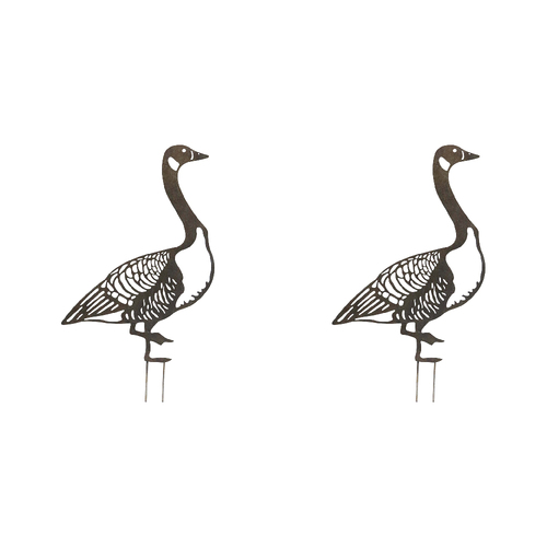 2PK LVD Metal Garden Stake Goose Clara Outdoor Lawn/Yard Decor 60cm