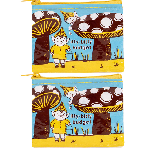 2x Blue Q Itty Bitty Budget 10cm Coin Purse Money Pouch Wallet