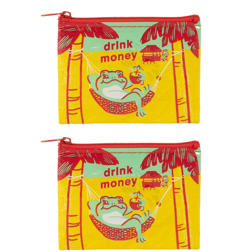 2x Blue Q Drink Money 10cm Coin Purse Money Pouch Wallet