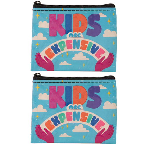 2x Blue Q Kids Are Expensive10cm Zip Coin Purse Money Wallet Rectangle