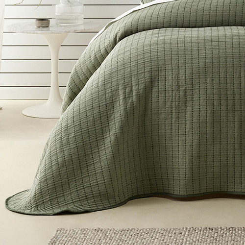 Bianca Bari 200gsm Lightweight  Green Bedspread Set Queen