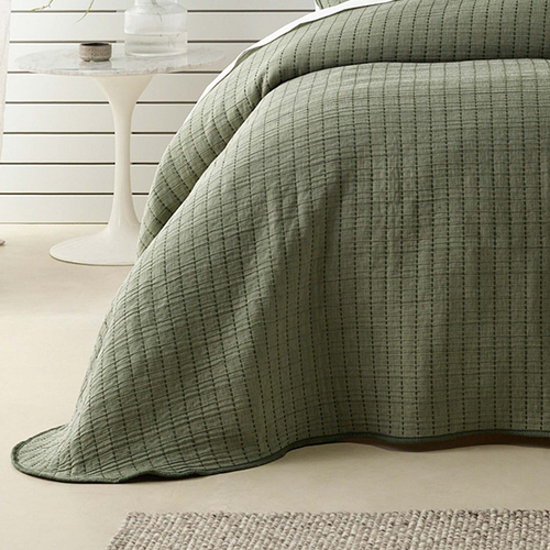 Bianca Bari Polyester/Cotton Green Bedspread Set - Queen