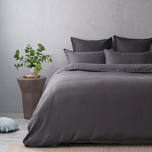 Tontine Squares King Bed Quilt Cover Set Charcoal