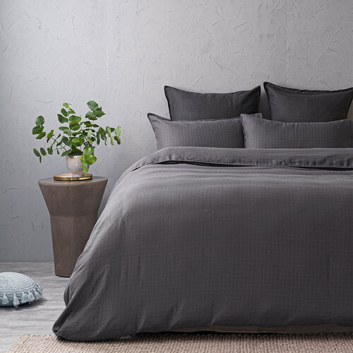Tontine Squares Queen Bed Quilt Cover Set Charcoal