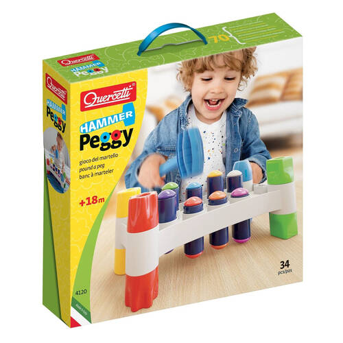 Quercetti Hammer Peggy Early Learning Pound A Peg Activity Toy Toodler 18m+