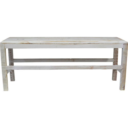 LVD Whitewashed 78x32cm Wooden Bench Seat Home Furniture Rectangle