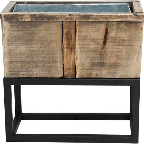 LVD Wood/Metal Planter On Stand Home/Garden Decor 38x19cm - Rustic