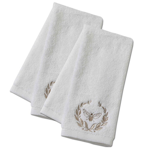 2x Pilbeam Living Bee 42x65cm Cotton Hand Towel - White