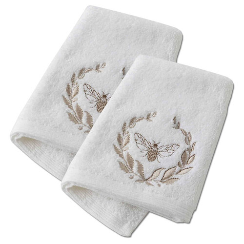2x Pilbeam Living Bee 32x32cm Cotton Face Washer - White