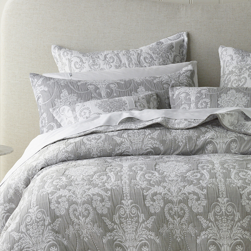 Bianca Olivia Queen/King  Coverlet w/ 2x Pillowcases Set Grey