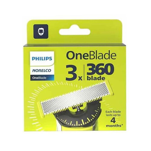 3pc Philips QP430/50 OneBlade 360 Face Shaver Replacement Blade Pack
