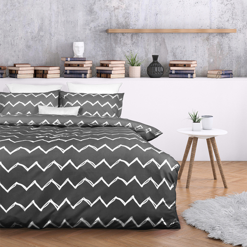 Essentially Home Living Zachary Queen Bed Microfibre Quilt Cover Set Charcoal