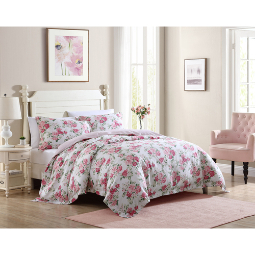 Laura Ashley Double Lidia Quilt Cover Set Pink/Multi